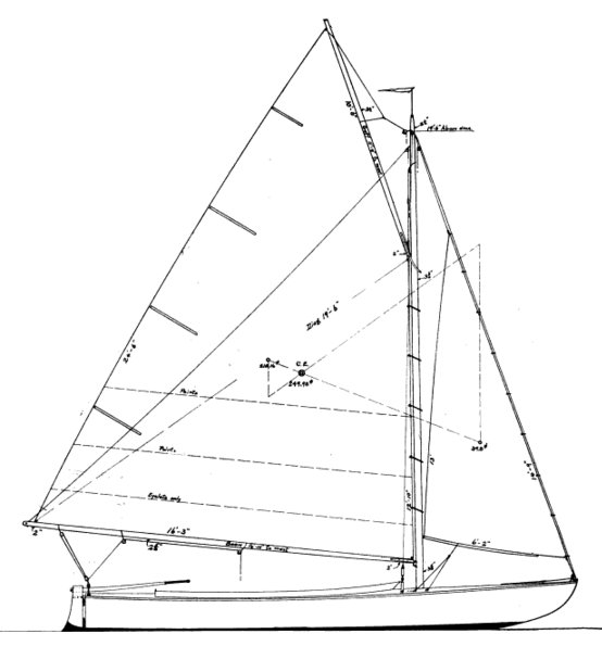 GRAVESEND BAY KNOCKABOUT - Drawing