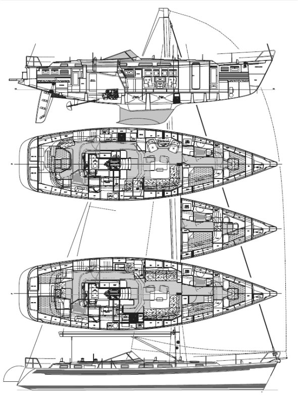 HALLBERG-RASSY 54 - Drawing