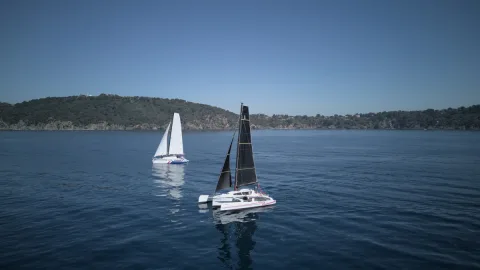 Tricat 8.50 sailing, aerial view
