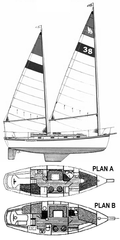 HERRESHOFF 38 CAT KETCH - Drawing