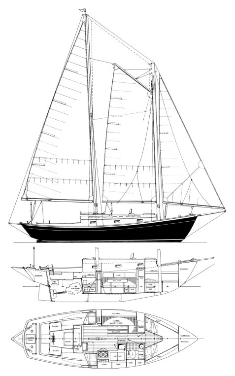 LAZY JACK SCHOONER - Drawing
