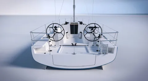 First 36 Spirit cockpit and twin helms (rendering)