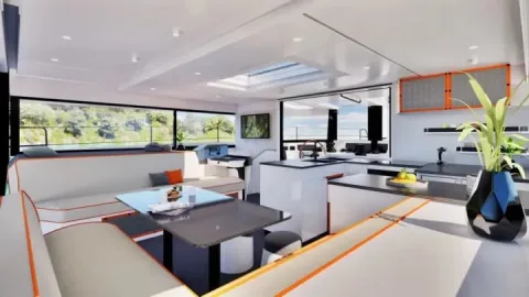 Windelo Sport version living area and galley (rendering)