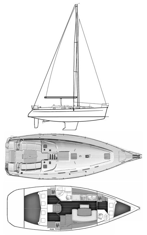 CYCLADES 39.3 (BENETEAU) - Drawing