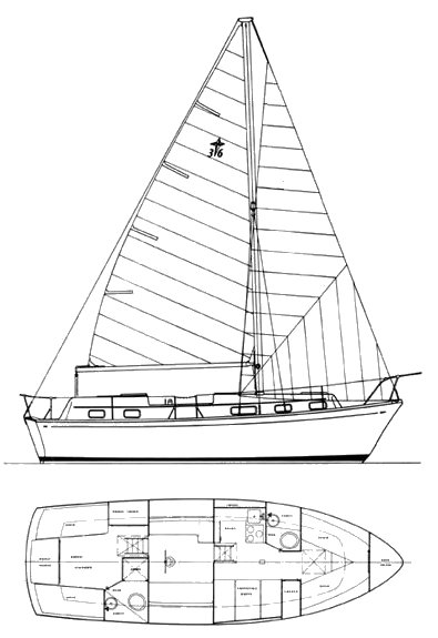 GULFSTAR 36 MS (TWIN CABIN) - Drawing