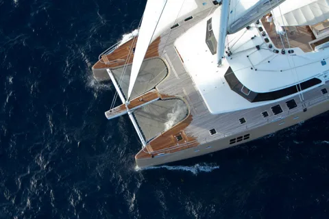 Sunreef 70 foredeck from above