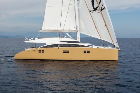 Sunreef 82 Double Deck sailing, side view