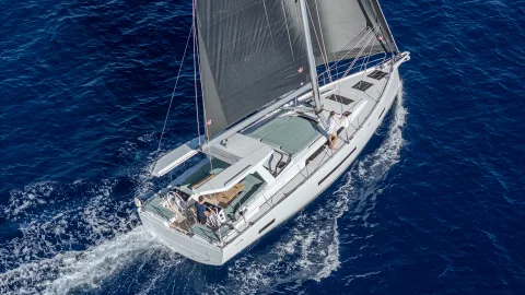 Hanse 461 from above, under sail
