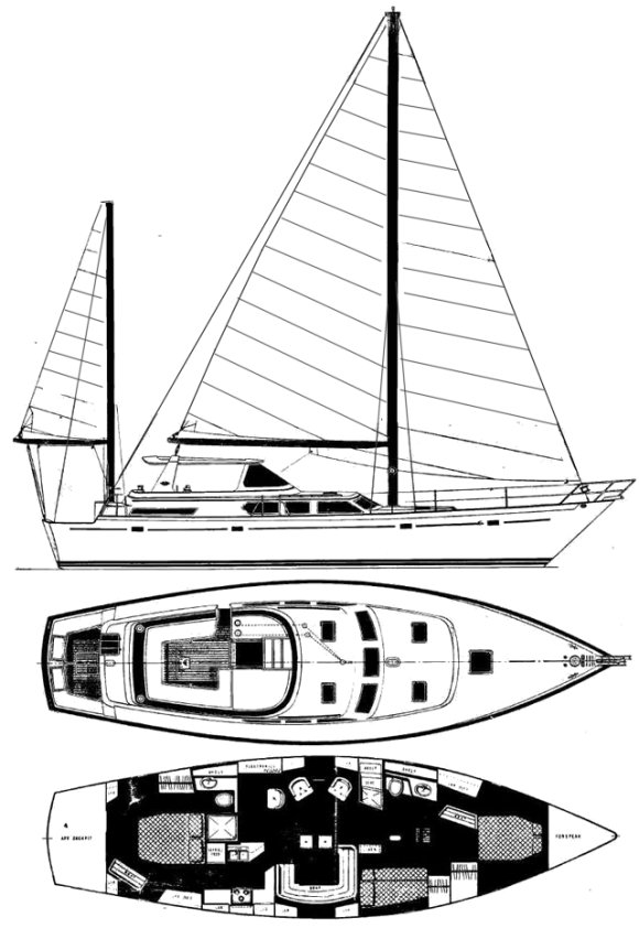 GULFSTAR 54 SAILCRUISER - Drawing