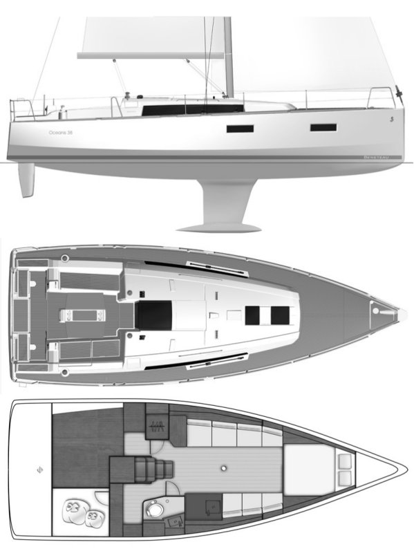 OCEANIS 38 (BENETEAU) - Drawing
